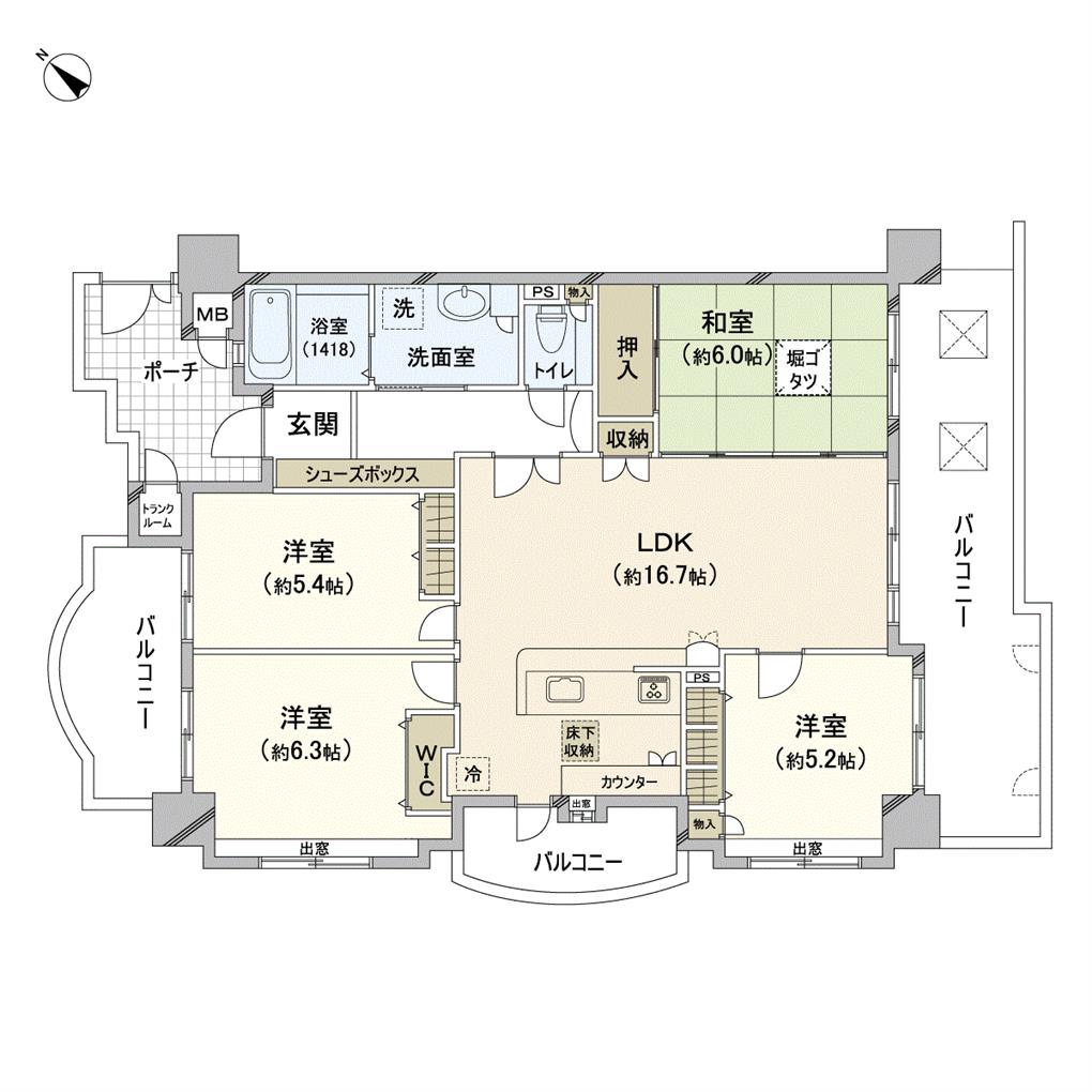 アースコート小倉原町 間取り図