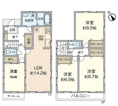 上富野三丁目戸建 間取り図